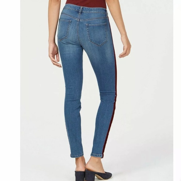 🔥MAISON JULES🔥SODE-STRIPE DENIM SKINNY BLUE JEANS CYAN WASH SIZE 28 NWT - Picture 3 of 6